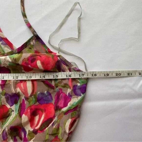 Bar III Pink Floral Strappy Silk Mini Dress Size Medium - Picture 10 of 12